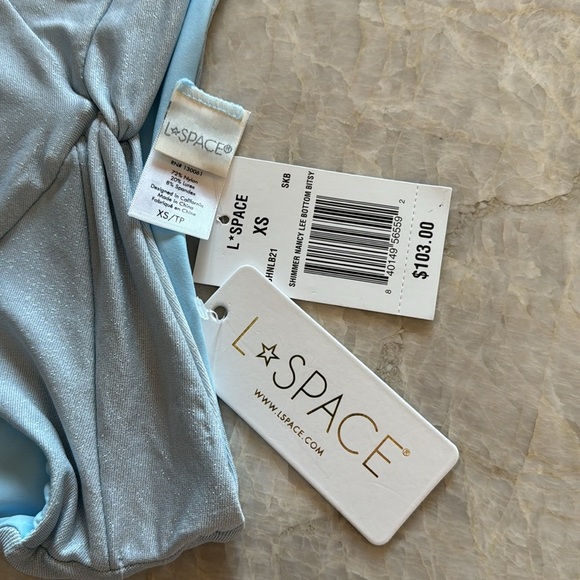 Revolve L*Space Nancy Lee‎ Bikini Bottoms Shimmer Sky Blue NWT - Picture 7 of 9